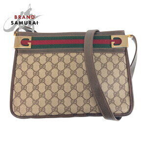 GUCCI Sherry Line shoulder bag Beige Tan brown GG Supreme canvas leather